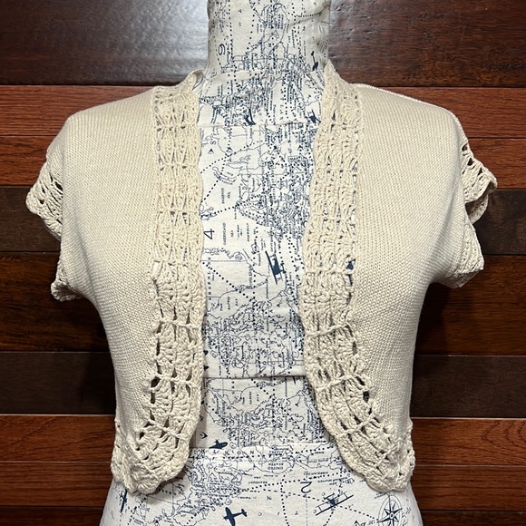 R&K Sweaters - R&K Open Front Short Sleeve Crop Sweater Cardigan